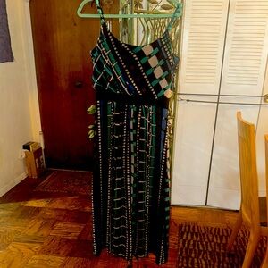 Jones New York Black and Green Maxi Sundress